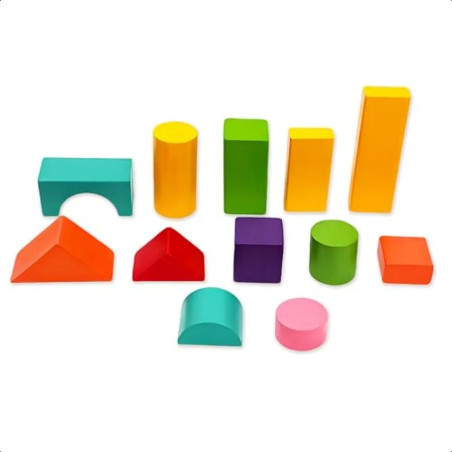 Cheardia 100 Pack Wooden Building Blocks Standard Colored Natural Blocks with Storage Bag for Playing Parties Hands on Indoor A