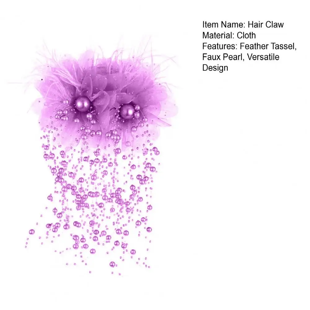 Коготь для волос, перо, сетка, пряжа, цветочный декор, заколка для волос с кисточкой из искусственного жемчуга, заколка для волос на затылке, аксессуар для волос, заколка для волос Закладка