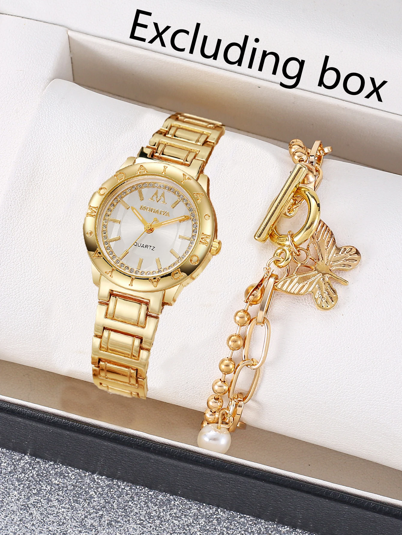 

1 шт. повседневных складных женских студенческих модных часов из сплава + 1 шт. высококачественного универсального браслета-бабочки