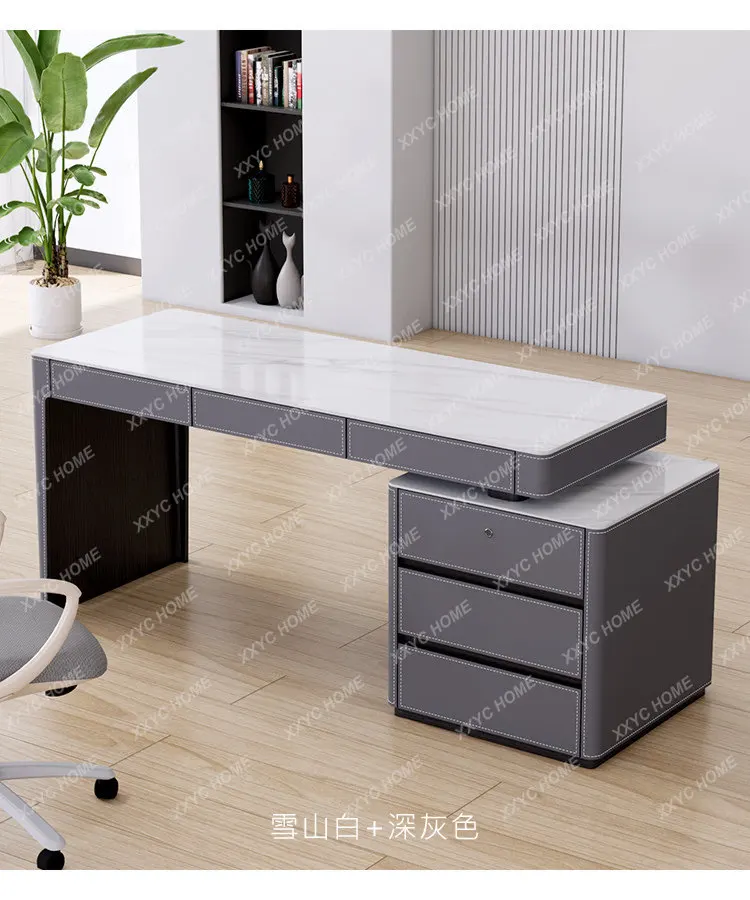 

LS light luxury modern solid wood computer desk retro style high sense home minimalist living room desk