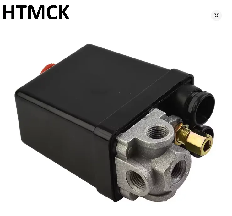 175PSI 4 Port Air Compressor Pressure Switch Manifold Regulator with Safety Valve and Blanking Plugs