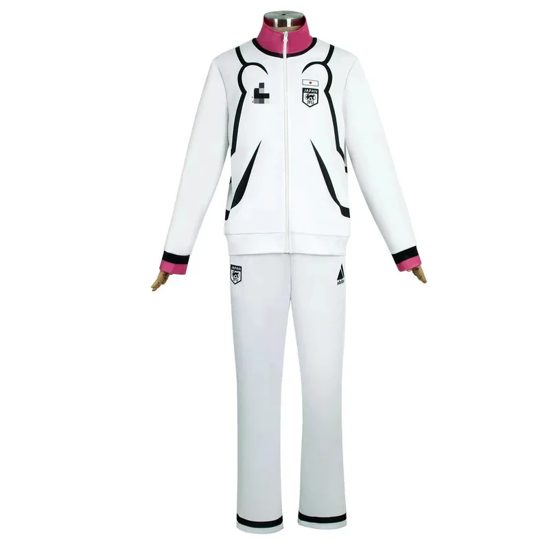 Anime Blue Lock 코스프레 Isagi Yoichi 코스프레 슈트 핑크 슈트 Yoichi 풀 지퍼 트랙 슈트 운동복 스포츠웨어 후드 바지