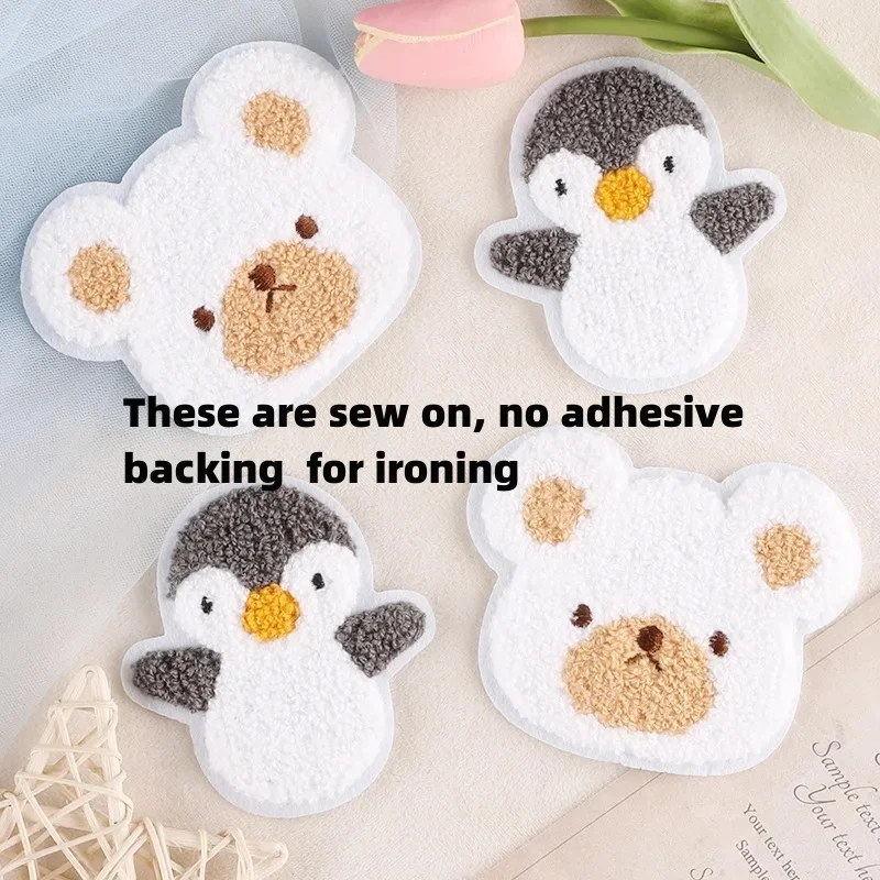 Bear Penguin Towel Sew On Chenille Embroidered Clothes Patch For Clothing Girl Bulk PrIce For Many