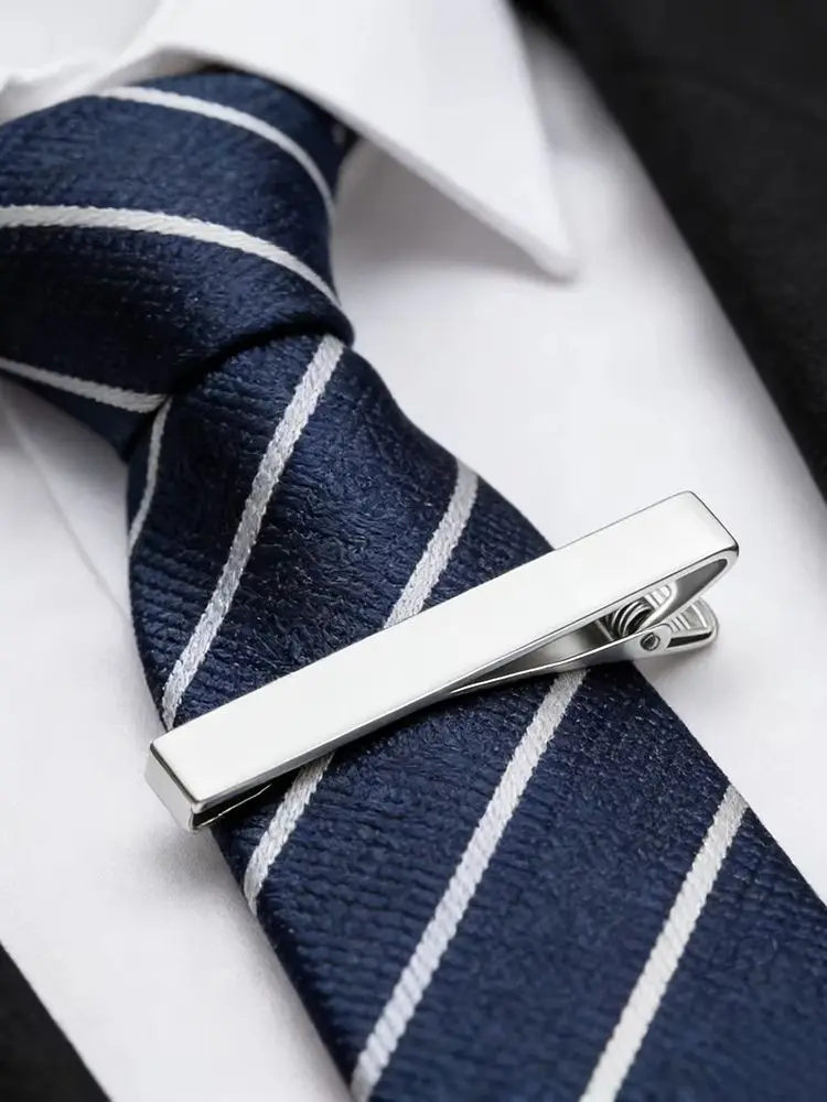KJH Tie Clips for Men's Metal Necktie Bar Dress Shirts Tie Pin for Wedding Ceremony Metal Silver Color Tie Clip Man Accessories