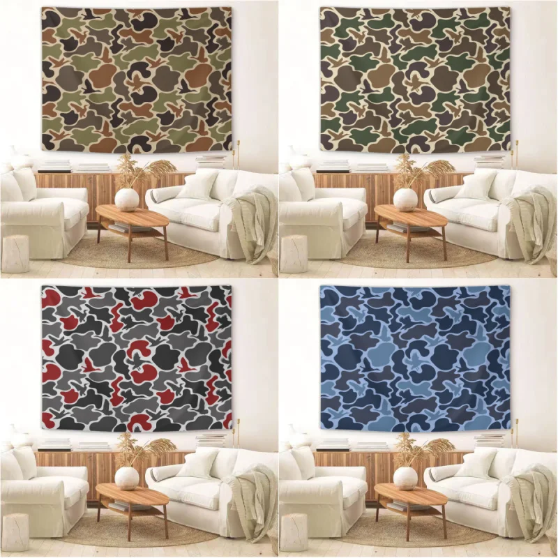 Camo Duck Hunting Tapestry Vintage Wildlife Art Mural Fabric Wall Hanging for Bedroom Living Room Man Cave Home Decor
