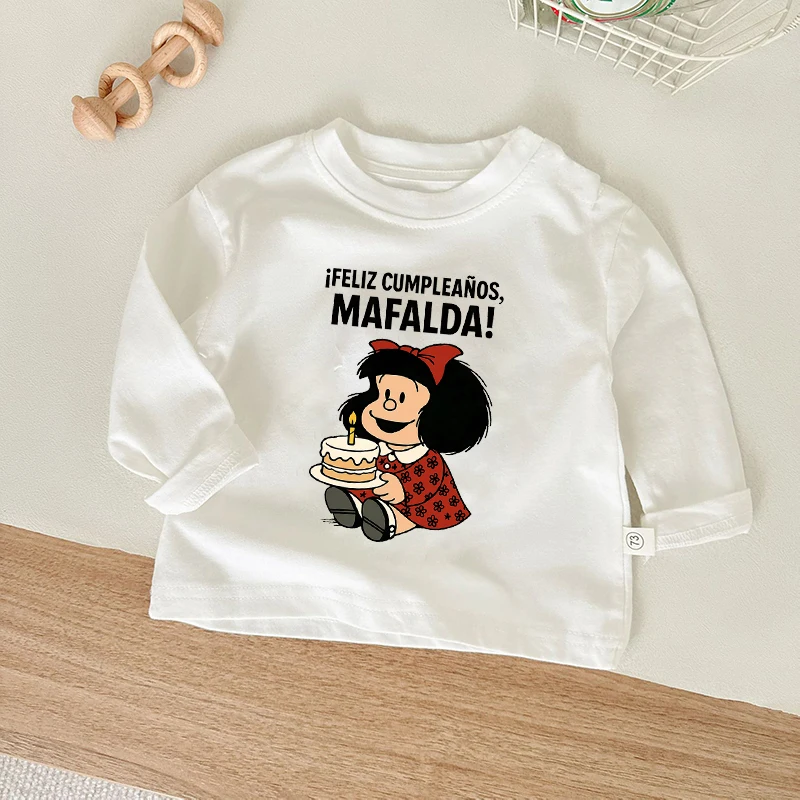 

Mafalda T-shirt Long Sleeve Shirts Summer Cute Cartoon Sportwear Fashion Hip Hop Casual Wear Boys Girls Clothes Birthday Gifts