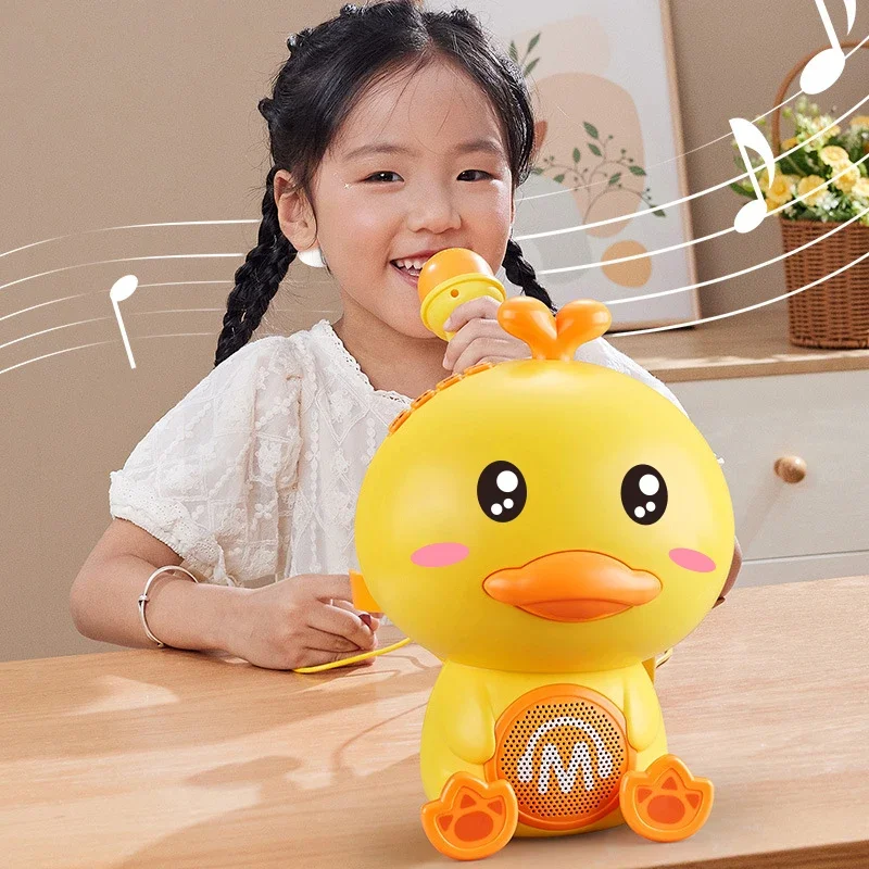 Kids Bluetooth Microphone Speaker Portable Home Cute Duck Karaoke with K Song Family Singing Sound Early Education Machine Gifts