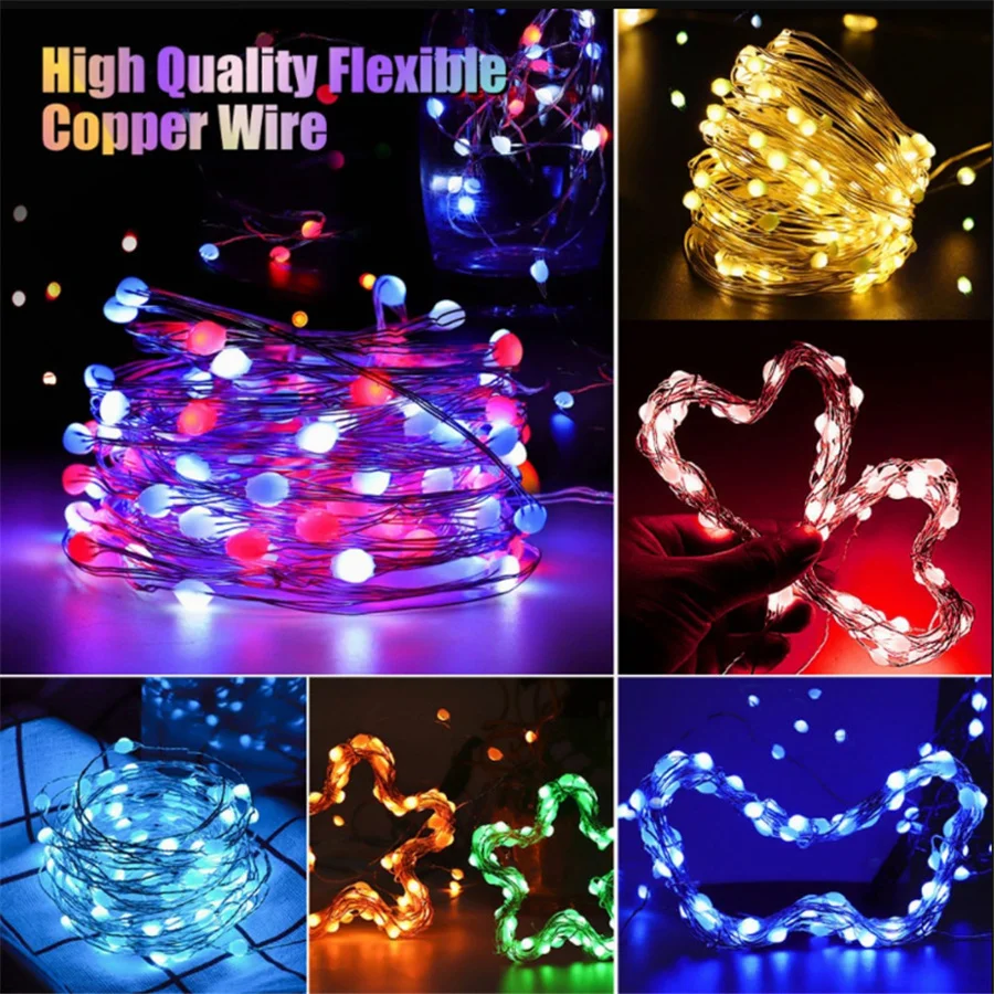 20M 10M 5M BT Christmas Tree String Lights RGB USB Remote Fairy Lights Smart App Control Garland Lamp for New Year Patio Decor