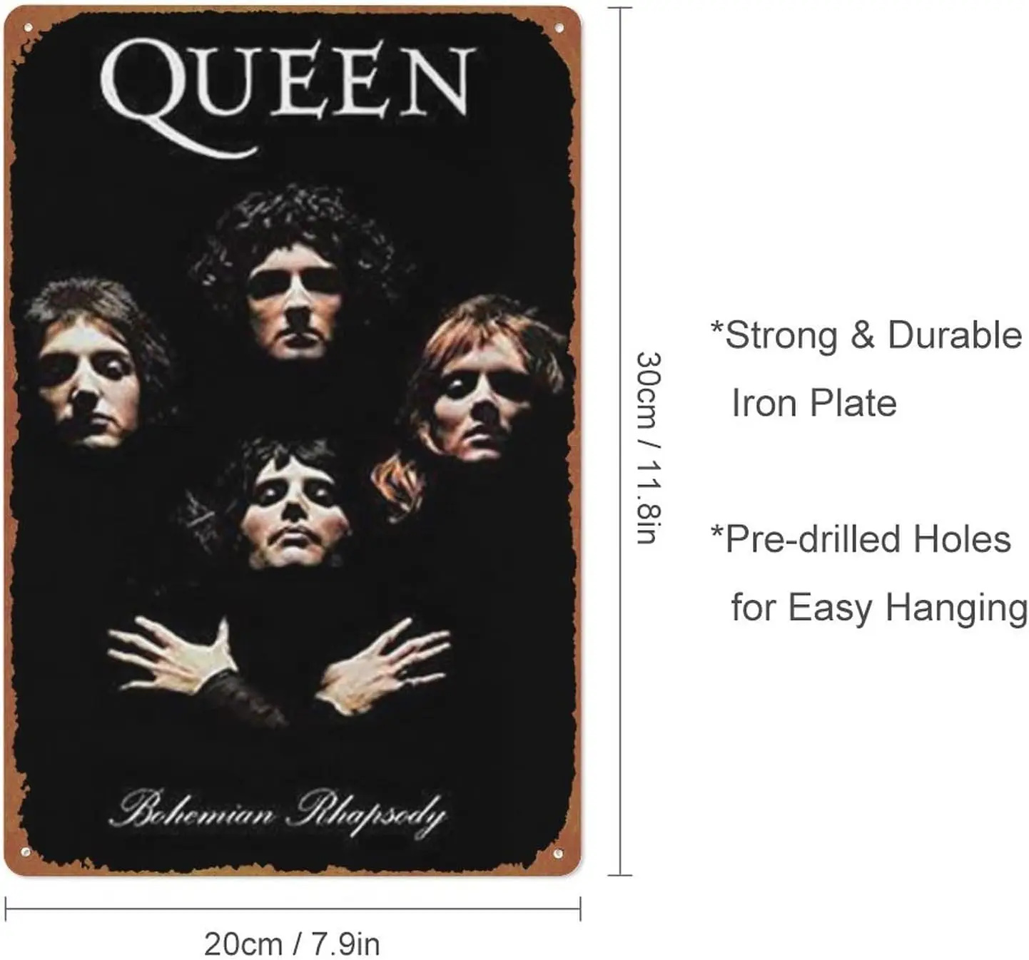 Queen: Bohemian Rhapsody (Music Video) Movie Poster Vintage Look Tin Metal Sign Wall Decoration 8x12 Inches