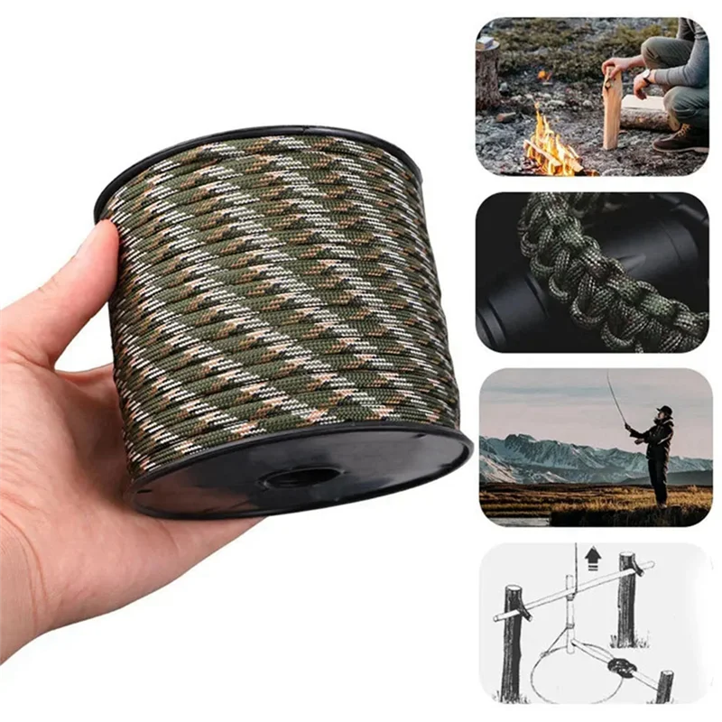 AAAC-50M Polypropylene 7-Core 4Mm Umbrella Rope Outdoor Camping Emergency Tent Canopy Rope Windproof Rope DIY Braided Rope