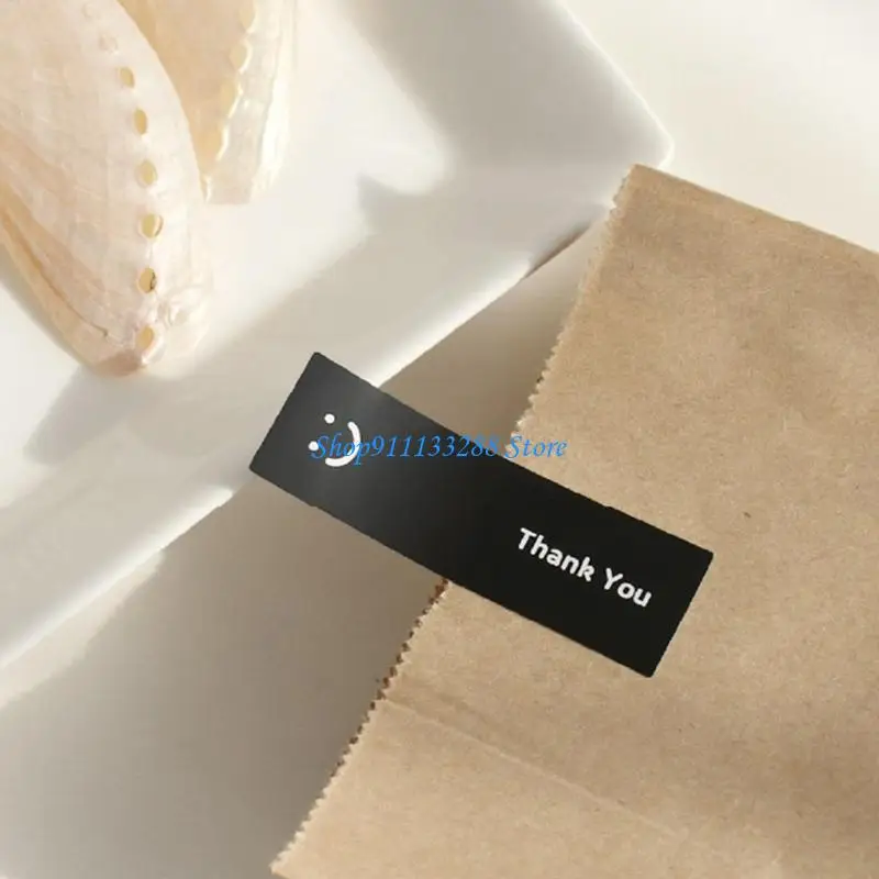 

G88D 120 шт. улыбающееся лицо наклейка «спасибо» 76x25 мм прямоугольная этикетка «спасибо» клейкая упаковочная этикетка для