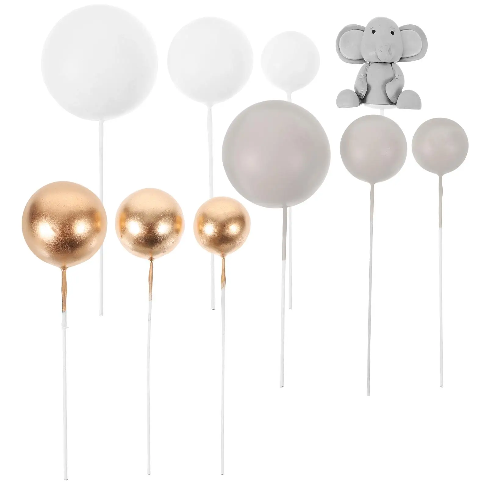 

Elephant Cake Decorations Metal Ball Adorable Topper Polymer Clay Birthday Toppers for Baby Shower Party Cake Supplies