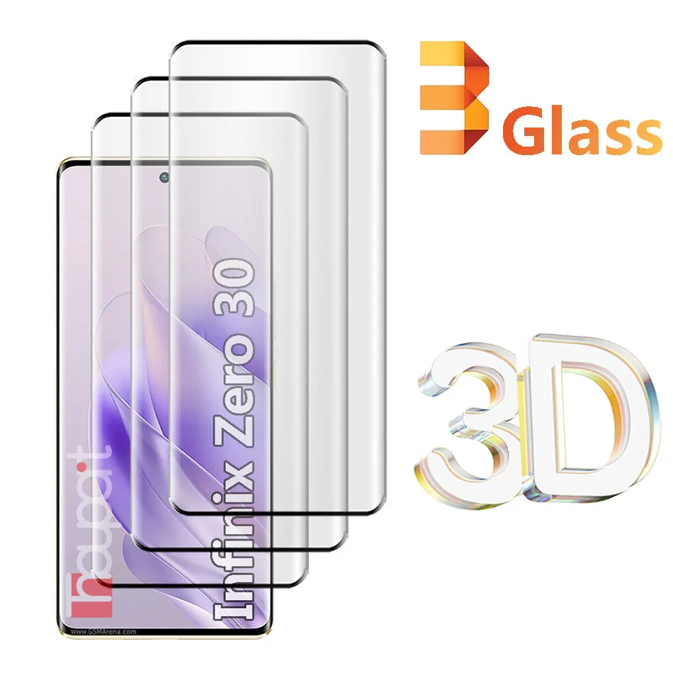 3Pcs 3D Tempered Glass For Infinix Zero 30 4G Screen Protector Full Cover Film For Infinix Zero30 Glass