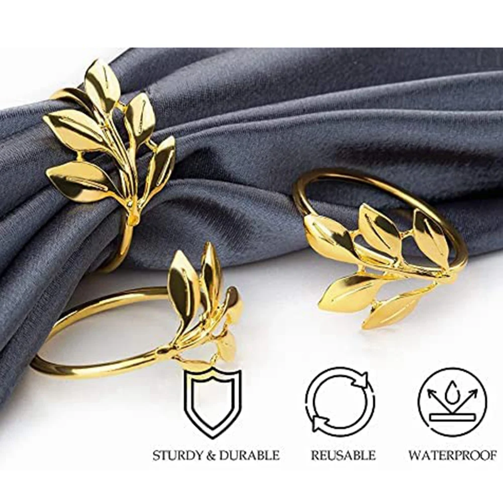 20 anillos para servilletas de hojas de plata, servilletero plateado para servilletas de mesa