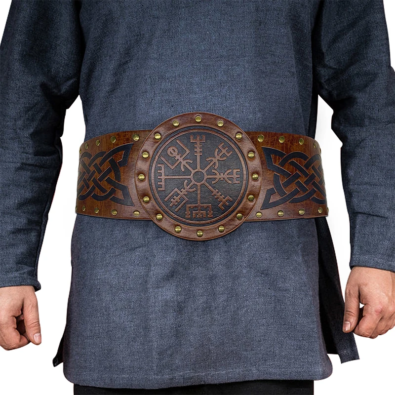 

Vintage Medieval Waist Belt Viking Knight Waistband Gothic Steampunk PU Leather Belt Corset Knight Pirate Larp Cosplay Costume