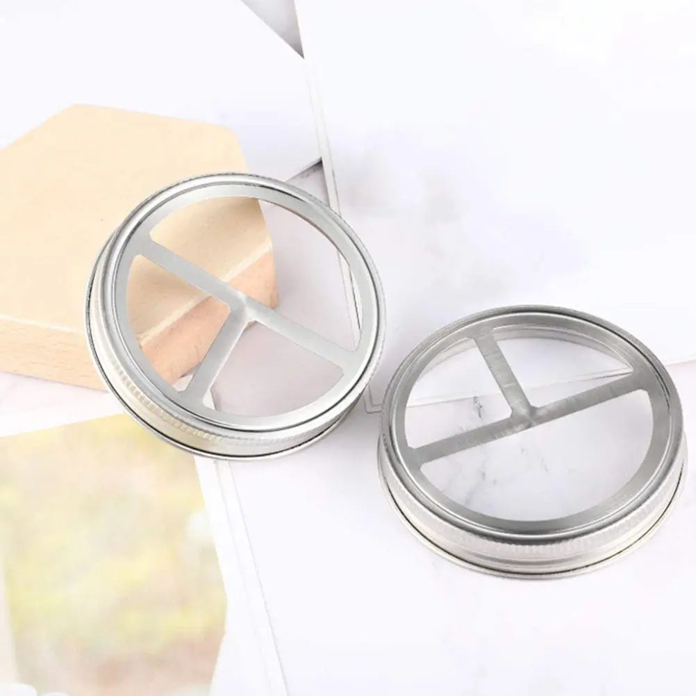 3Pcs Stainless Steel Mason Jar Toothbrush Bottle Lid Wide Mouth Divided Compartment Holder for Toothbrush Toothpaste Razor
