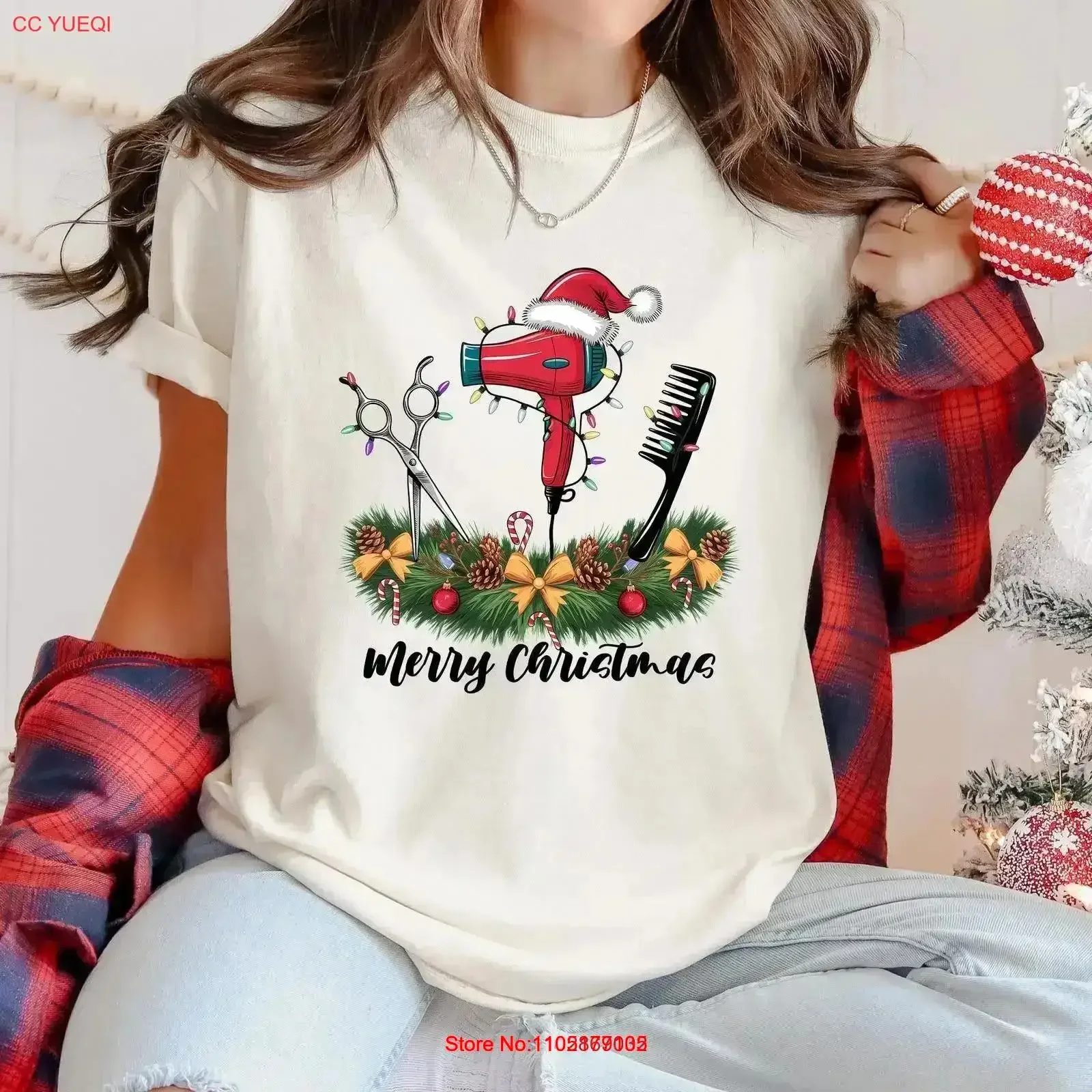 Merry Christmas Hair Stylist Natural T Shirt vintage Washed graphic Slightly homme designer clothes streetwear Casual vintage