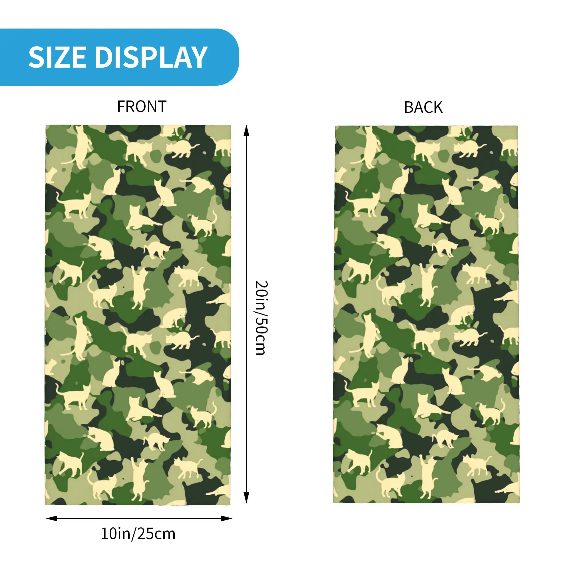 

Camouflage Pattern With Cats Camo Bandana Neck Cover Printed Face Scarf Warm Face Mask Outdoor Sports Unisex Adult Breathable