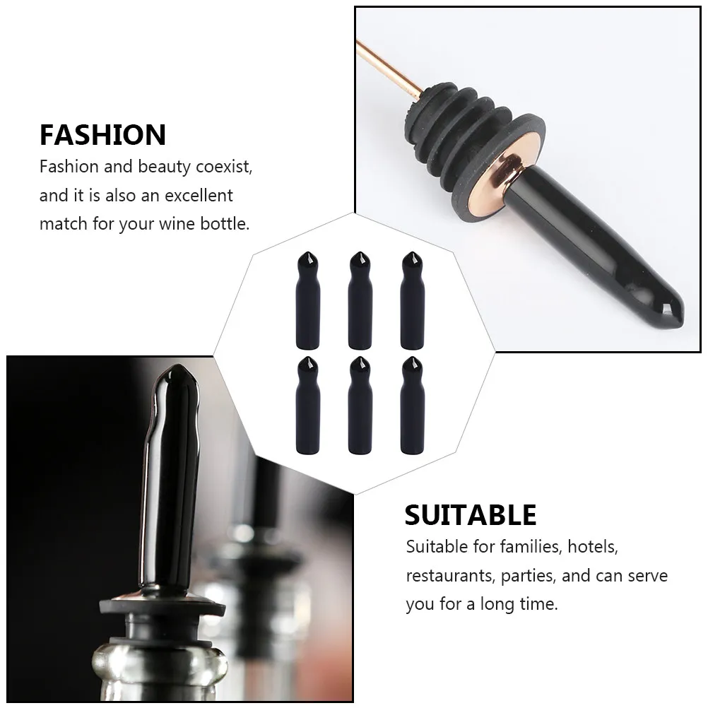 6Pcs PVC Pourer Dust Caps for Wine Bottles Liquor Spouts Bottle Pourer Covers Seal Against Dust Fruit Flies Bar Accessories Gift