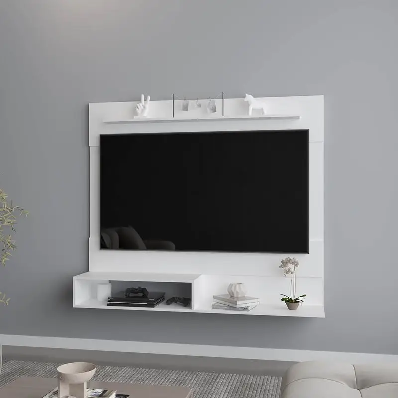 

Irmo Wall-Mounted Entertainment Center with Shelves in White Finish