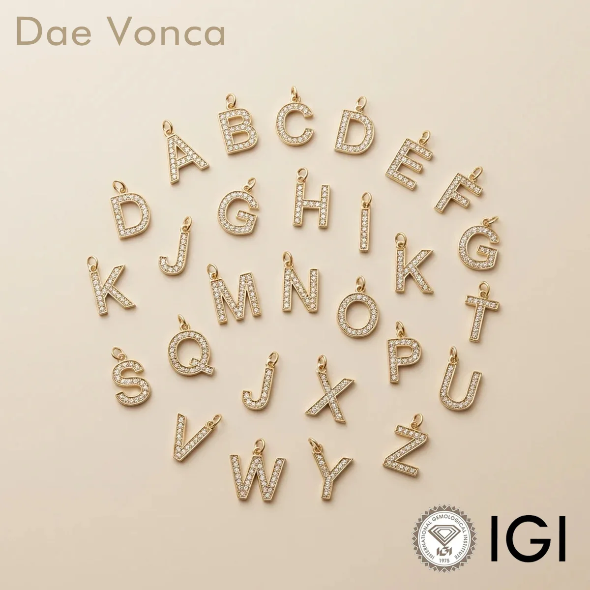 ABCD Letters Shaped Lab Grown Diamonds Pendants Round Cut CVD HPHT Diamonds VVS/VS Customized Lab Diamonds Pendants Fine Jewelry