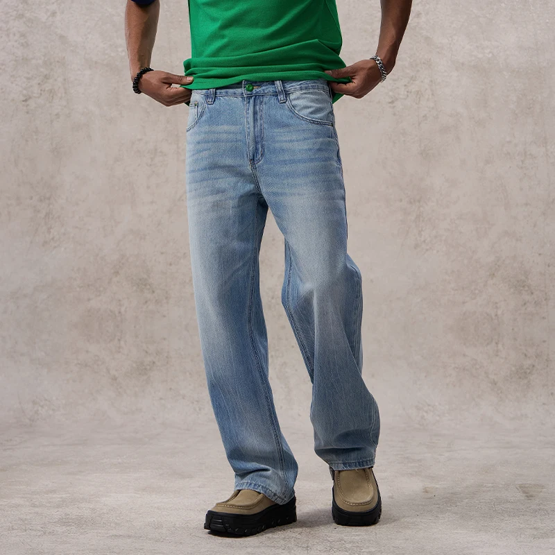 

clanfit straight tube ultra thin summer/spring drapey lyocell denim cat whisker & monkey wash wash process