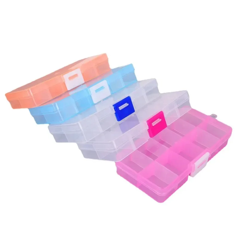 10 Grid Adjustable Organizer for Fish Bait Fishhook Plastic Transparent Fishing Tackle Boxes Case Cover Box Storage Container