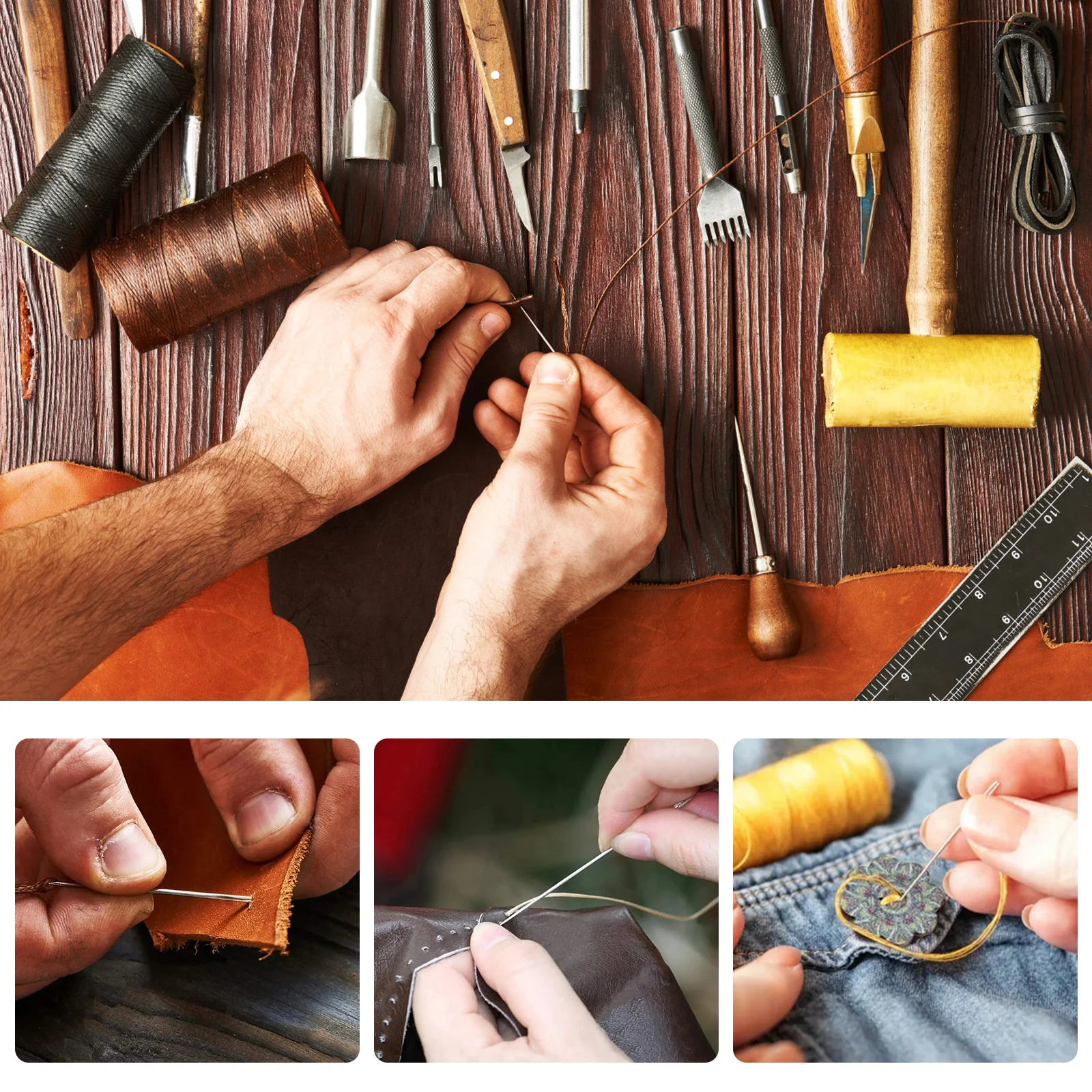 

20pcs Sewing Durable Leathercraft Needles For Shoe Repair Upholstery Sewing Needle Leathercraft Needles Stitching