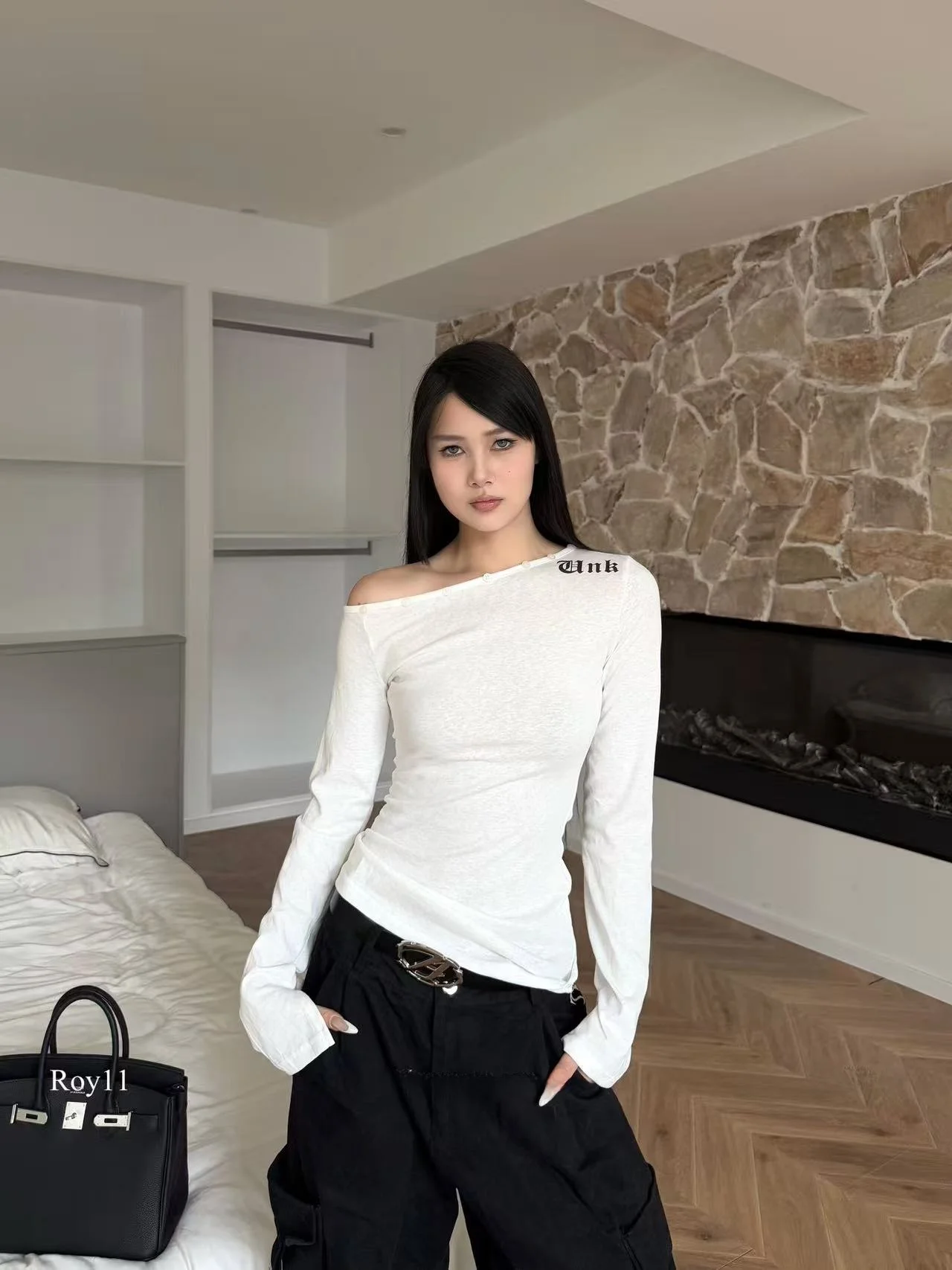 

Облегающая длинная футболка Sve, женская осенняя повседневная футболка с угловым дизайном, универсальная длинная хлопковая дышащая футболка