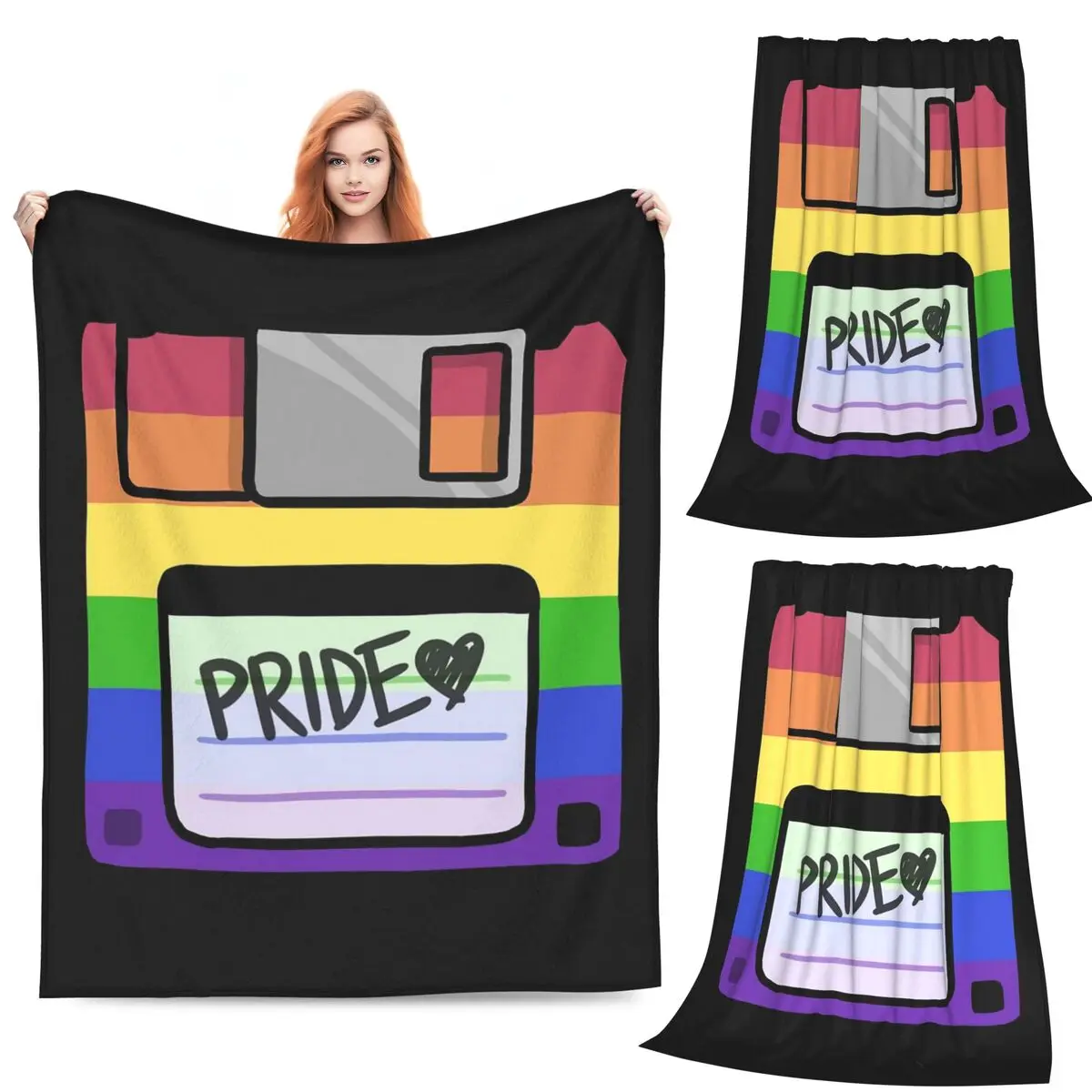 

Pride Floppy Disk Blankets Fleece Sofa Throw Blanket Breathable Throw Blankets for Home Bedroom Travel Throws Bedspread Quilt