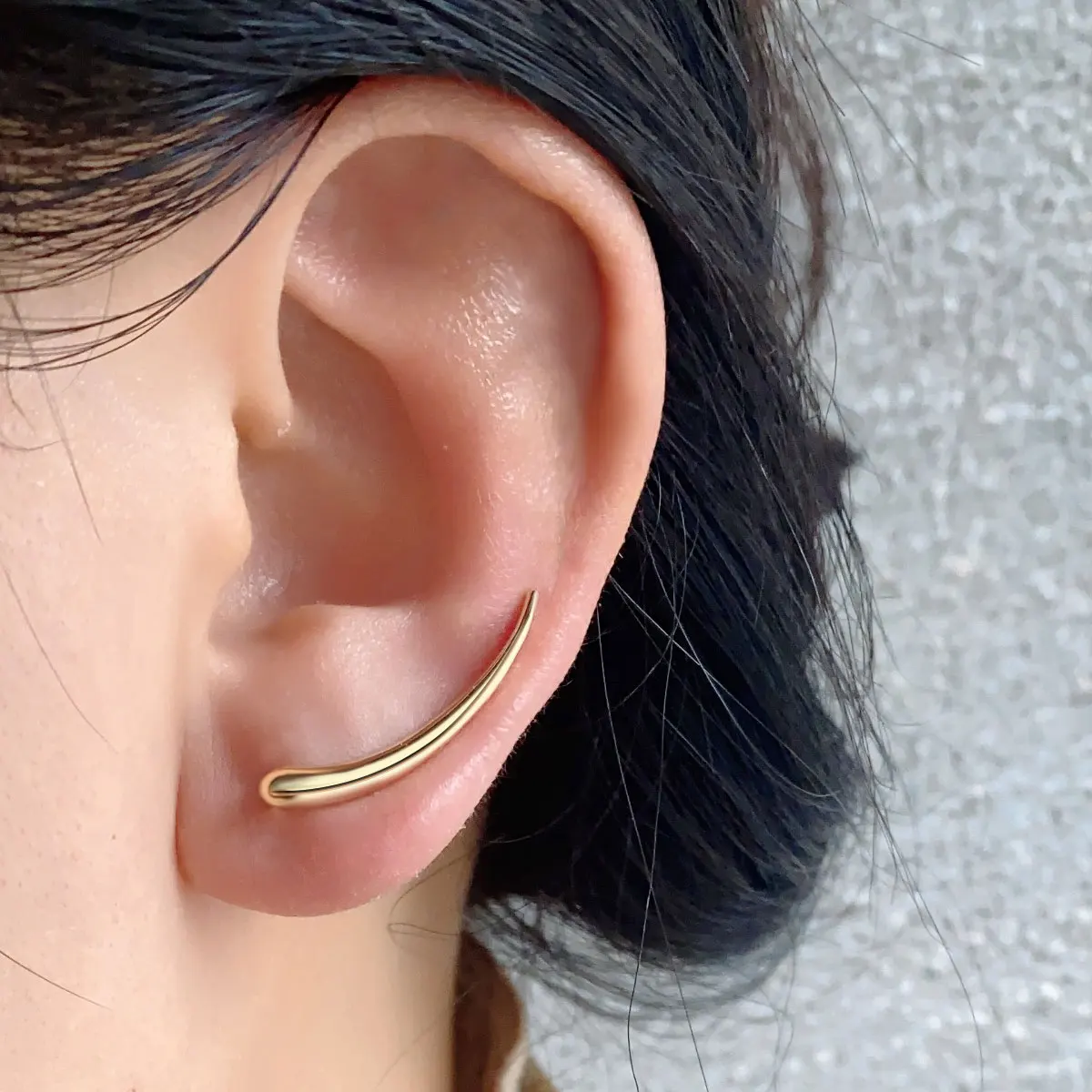 Fashion Gold /Silver Color Smooth Long Line Ear Climber Stud Earring For Women Minimalist Ear Crawlers Ear Cuff Piercing Jewelry