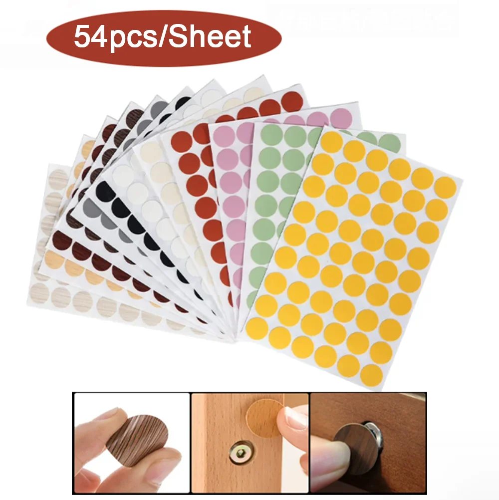 Self Adhesive Furniture Screw Cap Cover Stickers Round Wood Grain Stickers for Home Cabinet Desk Wood Craft Decorative Decals