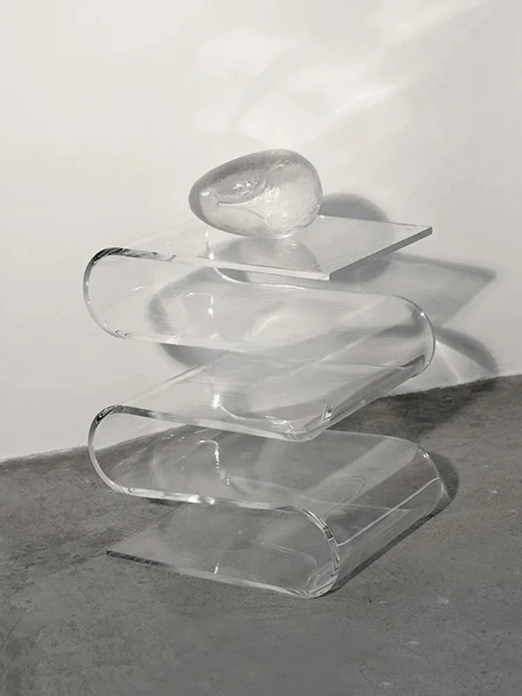 AANordic Acrylic Coffee Table Personalized Edge Magazine Shelf, Simple And Fashionable