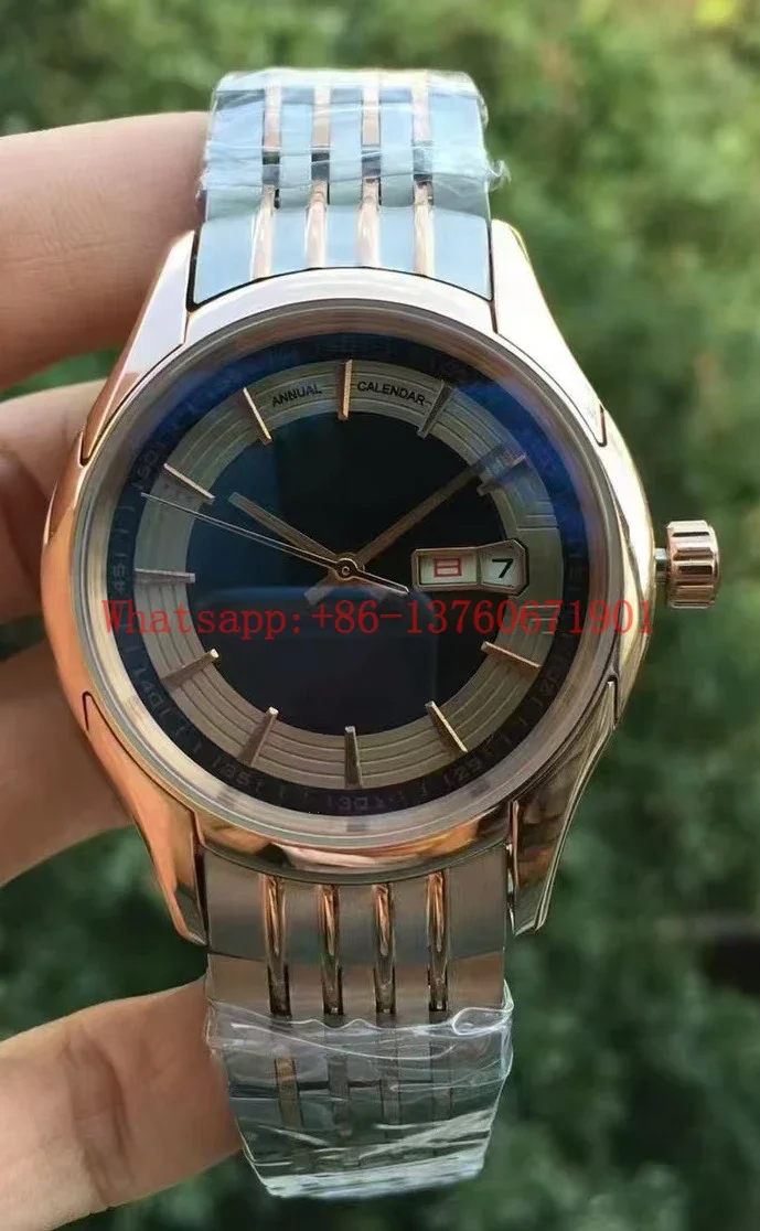 Luxury New Mens Quartz Watch Stainless Steel Silver Rose Gold Black Blue Fashion Wristwatch Sapphire Glass