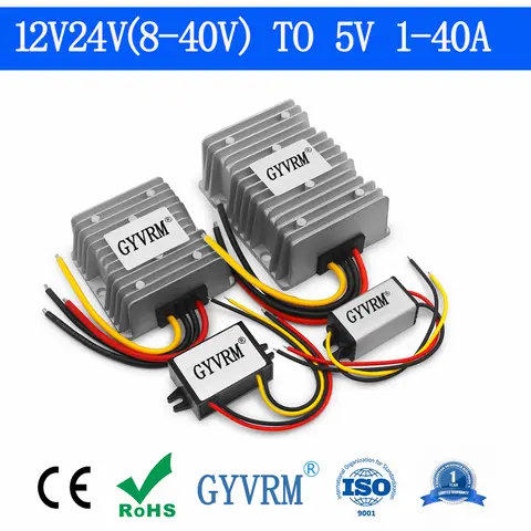 GYVRM DC DC 12v 24v ila 5v gerilim dönüştürücü 1A 2A 3A 5A 10A 15A 20A 25A 30A 40A adım aşağı yukarı 5v voltaj düşürücü