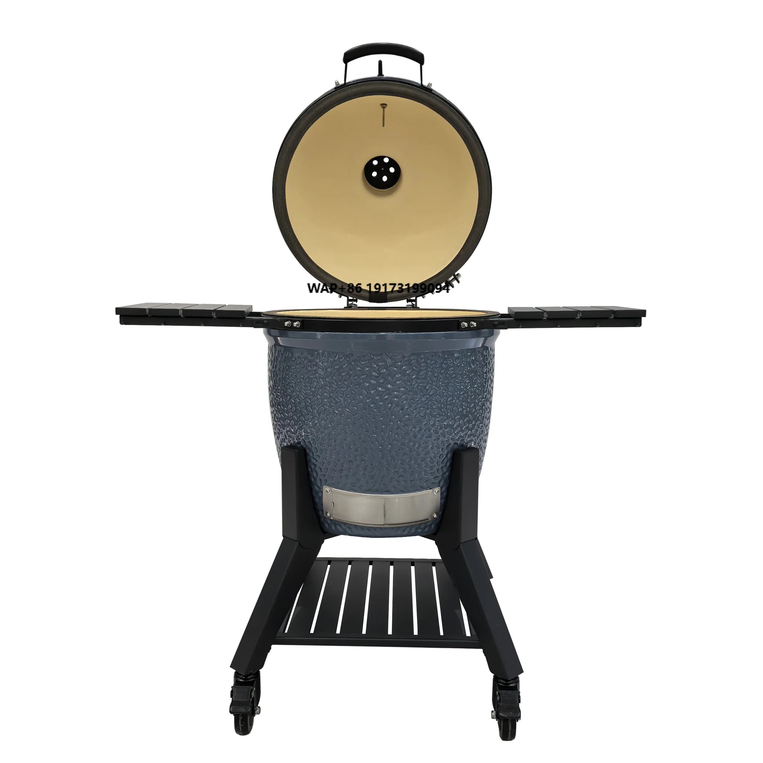 Modern Heavy-Duty 22-Inch Glossy Purple Blue Ceramic MK22 Pro Smoker Grill Cast Iron Components 5+ People Large