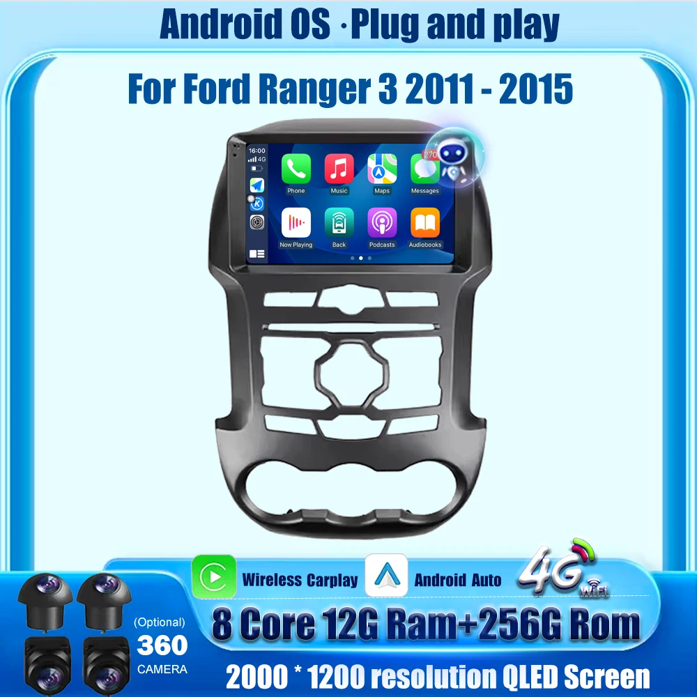 

Car Radio Stereo GPS Navigation Multimedia Player Stereo 9'' For Ford Ranger 3 2011 - 2015 Android Auto Carplay 4G WIFI BT DSP