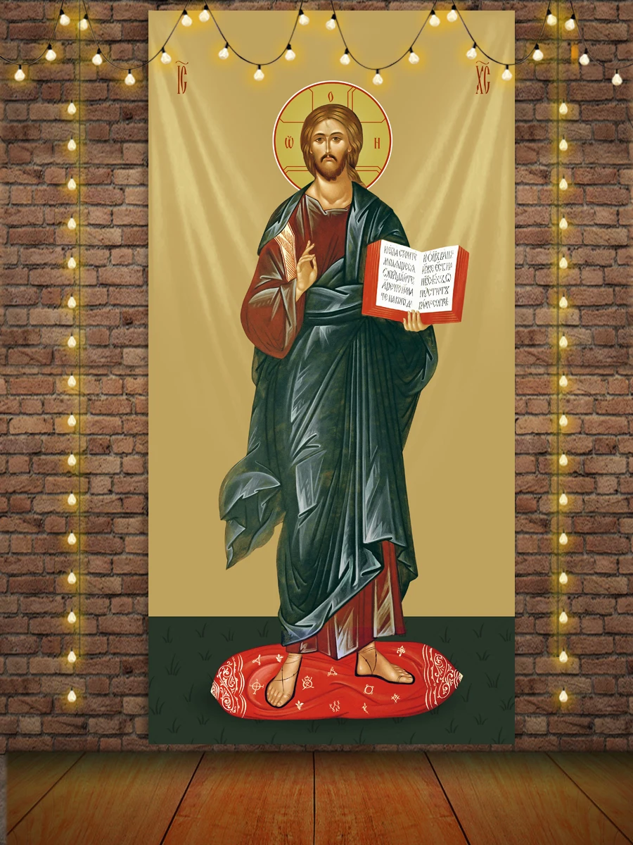 Wandteppich Jesus Christus Ikone Katholisch Orthodox Ester Wandbehang Boho Ästhetik Zimmer Schlafzimmer Weihnachten Hintergrund Deko – Detail 14