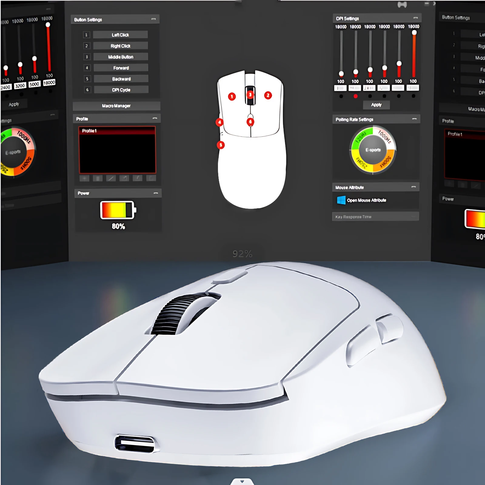 M348 Superlight Mouse Bluetooth 2.4G ماوس ألعاب لاسلكي رقاقة رائدة مستشعر الألعاب 6 DPI قابل للتعديل للعبة المكتب #6