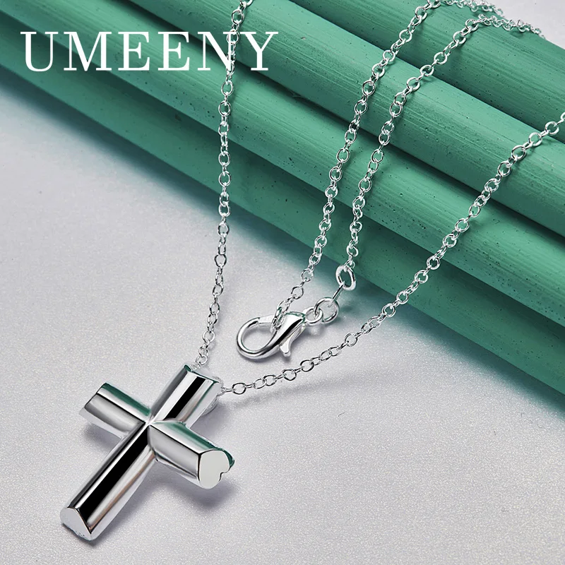 

Fashion 925 Sterling Silver 16-30 Inch Beautiful Smooth Cross Necklace Women Gift Party Accessories Jewelry