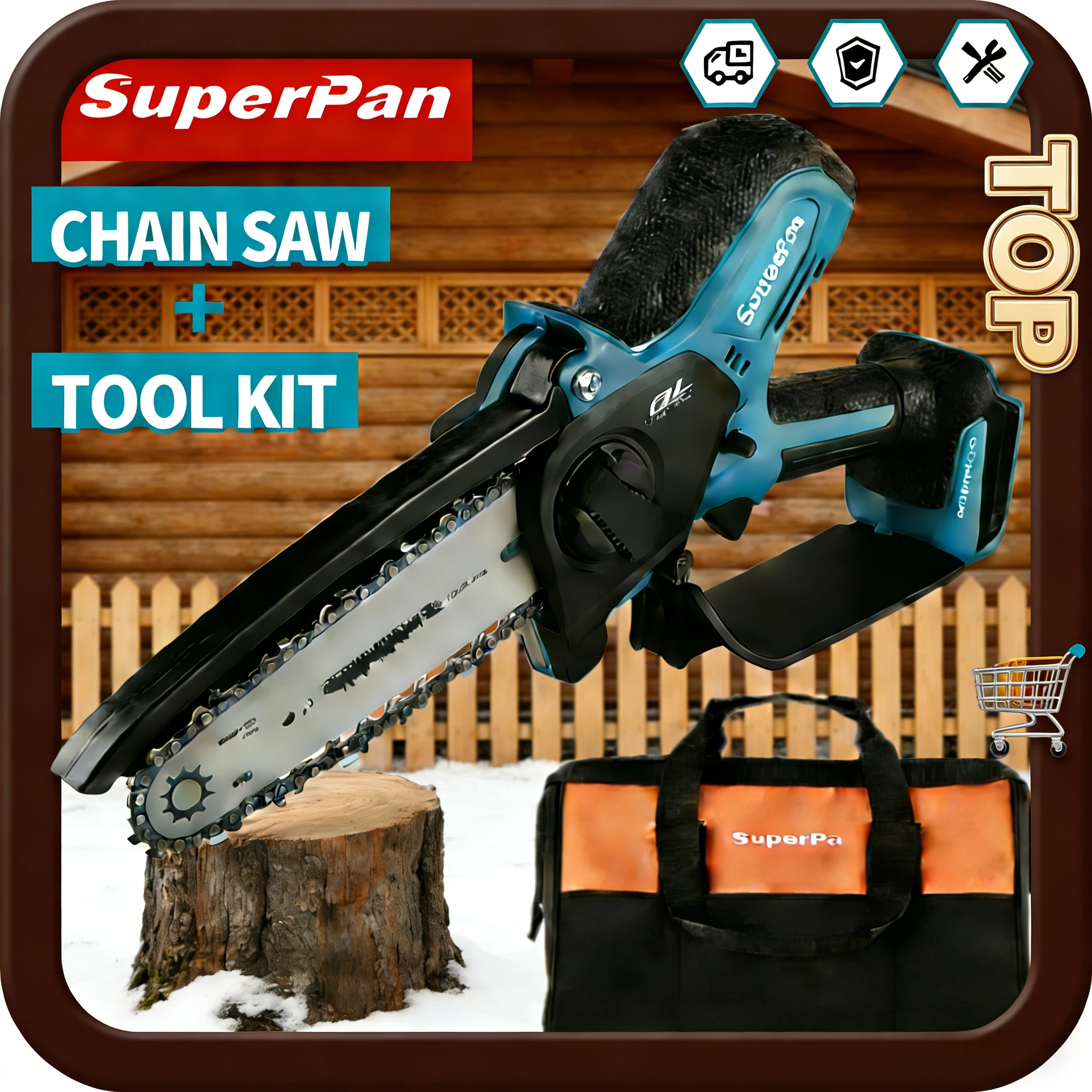 

Электрическая мини-пила SuperPan, ручная пила для обрезки, 420 мм, шаг цепи 0,325 дюйма, цепь 80TXL, совместима с аккумулятором Makita 18V.