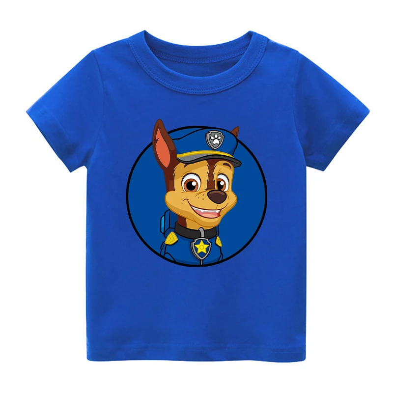 Ropa de la patrulla canina para niños, camisetas Kawaii con estampado de dibujos animados de Anime, Tops de manga corta para niños y niñas, ropa de