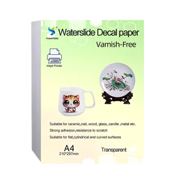 New Waterslide Decal Paper Varnish Free A4 DIY Transparent for Inkjet Printer Water Slide Decals Printable Transfer Paper Sheet