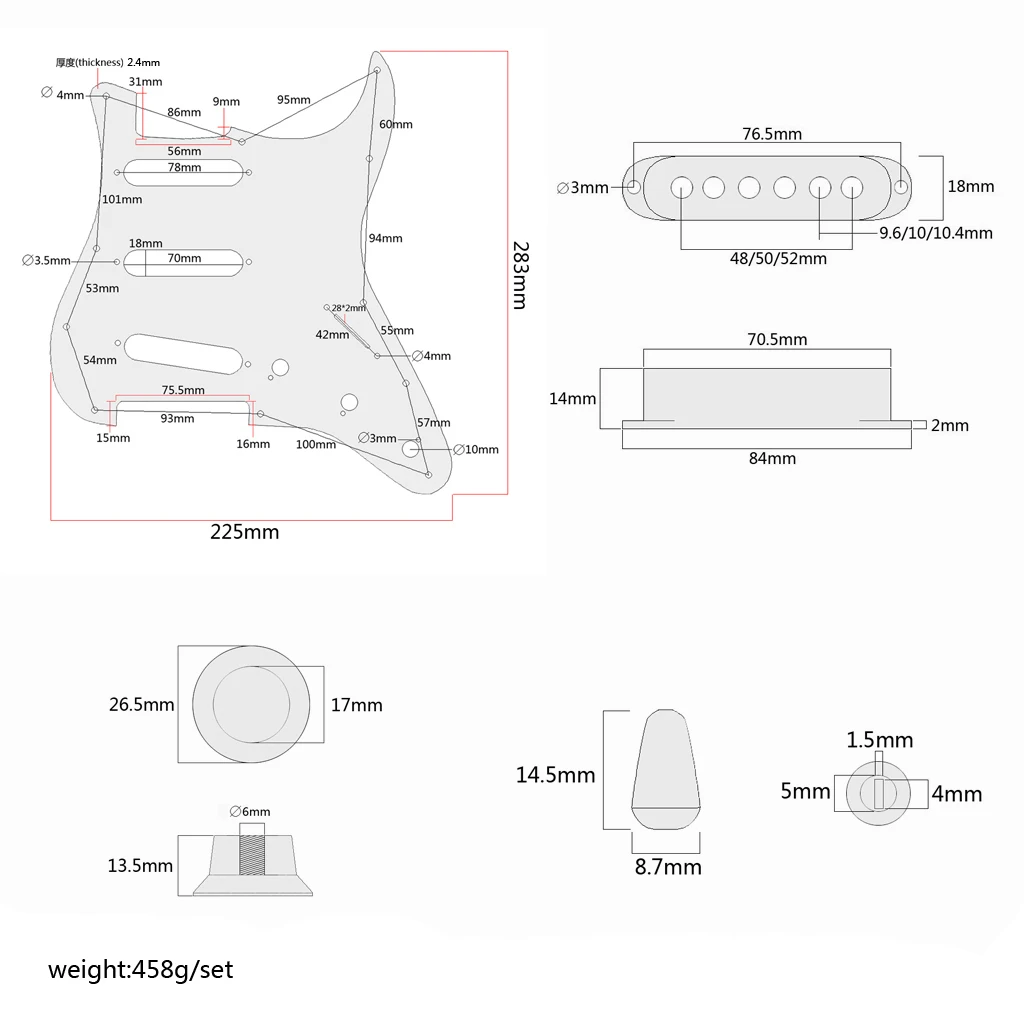 guitar parts  Prewired-Loaded SSS Pickguard Alnico V Pickups for Strat Guitar guitar accessories