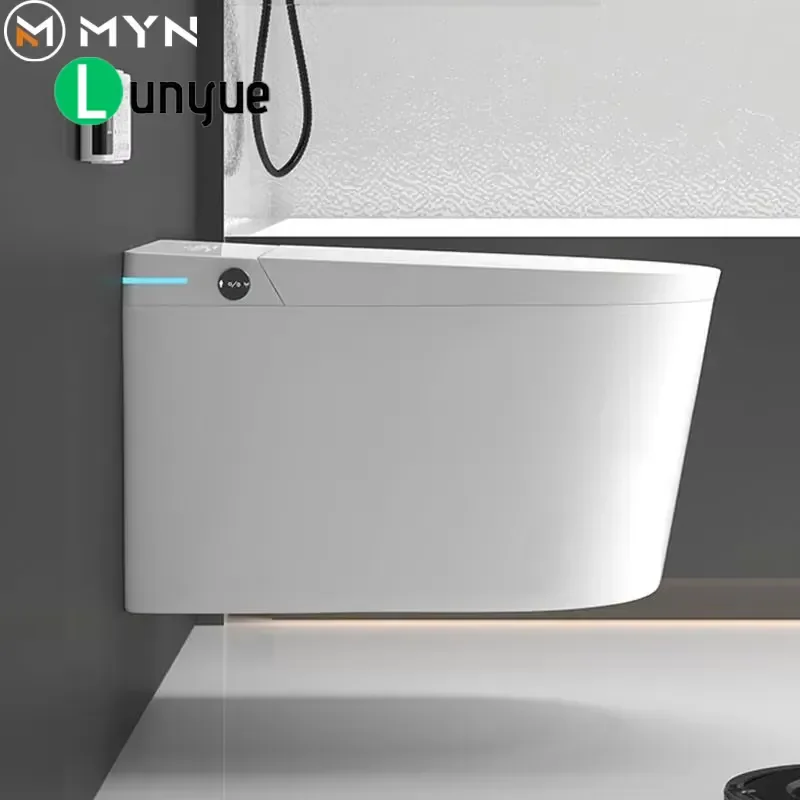 Modern White Ceramic Wall Mounted Smart Bidet Toilet Seat Automatic Heating Integrated Multi Functional Bathroom Fixture