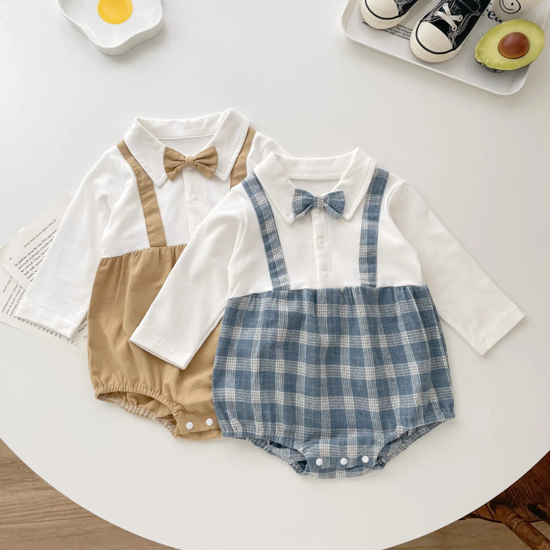 2025 Spring & Autumn Boys One Piece Outfit Korean Style Cotton Jumpsuit Newborn Baby Clothes 0-24 Months Infant Birthday Gift
