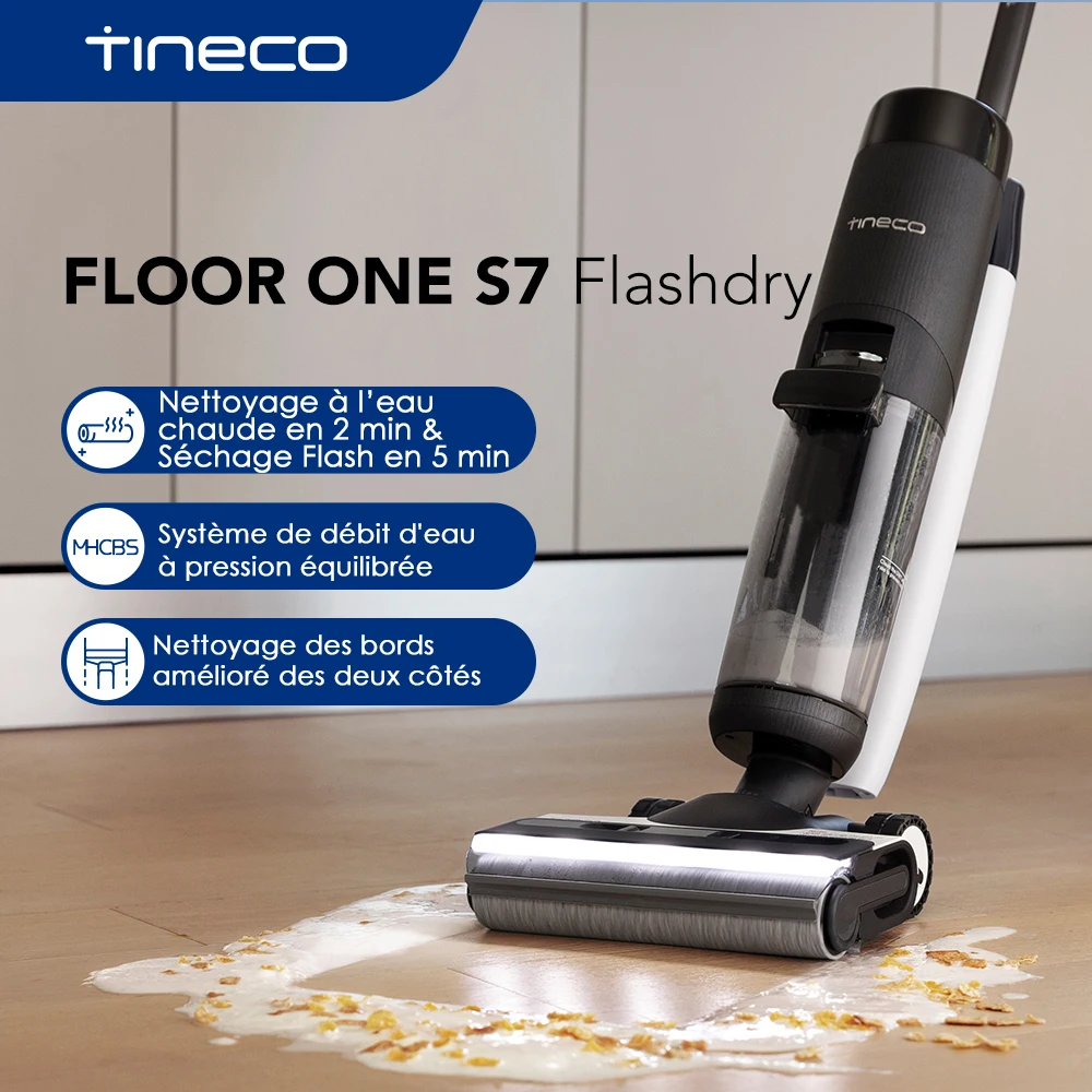 Tineco Floor One S7 FlashDry Nettoyeur de Sol Intelligent sans Fil Aspirateur Sec et Humide