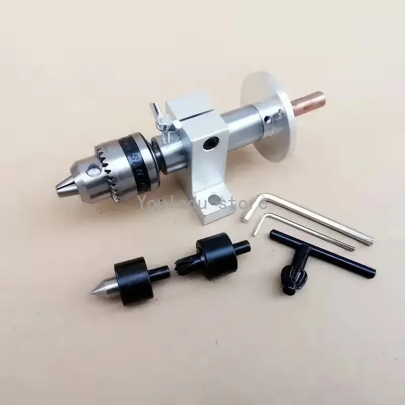 Multifunções de Perfuração Tailstock Live Center, Metal Prateado com Garra, Mini Máquina De Torno, Centro Giratório