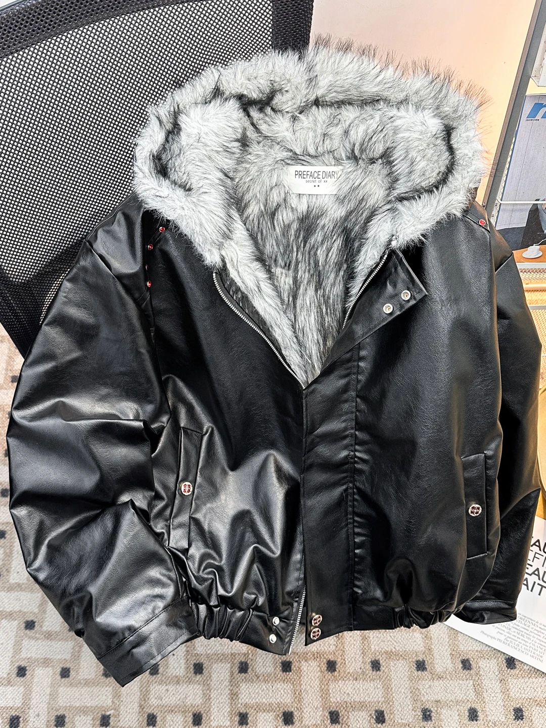 

Мужское зимнее хлопковое пальто из искусственной кожи Thiened с капюшоном, американское брендовое пальто из овчины Sle Faion, теплое длинное пальто све