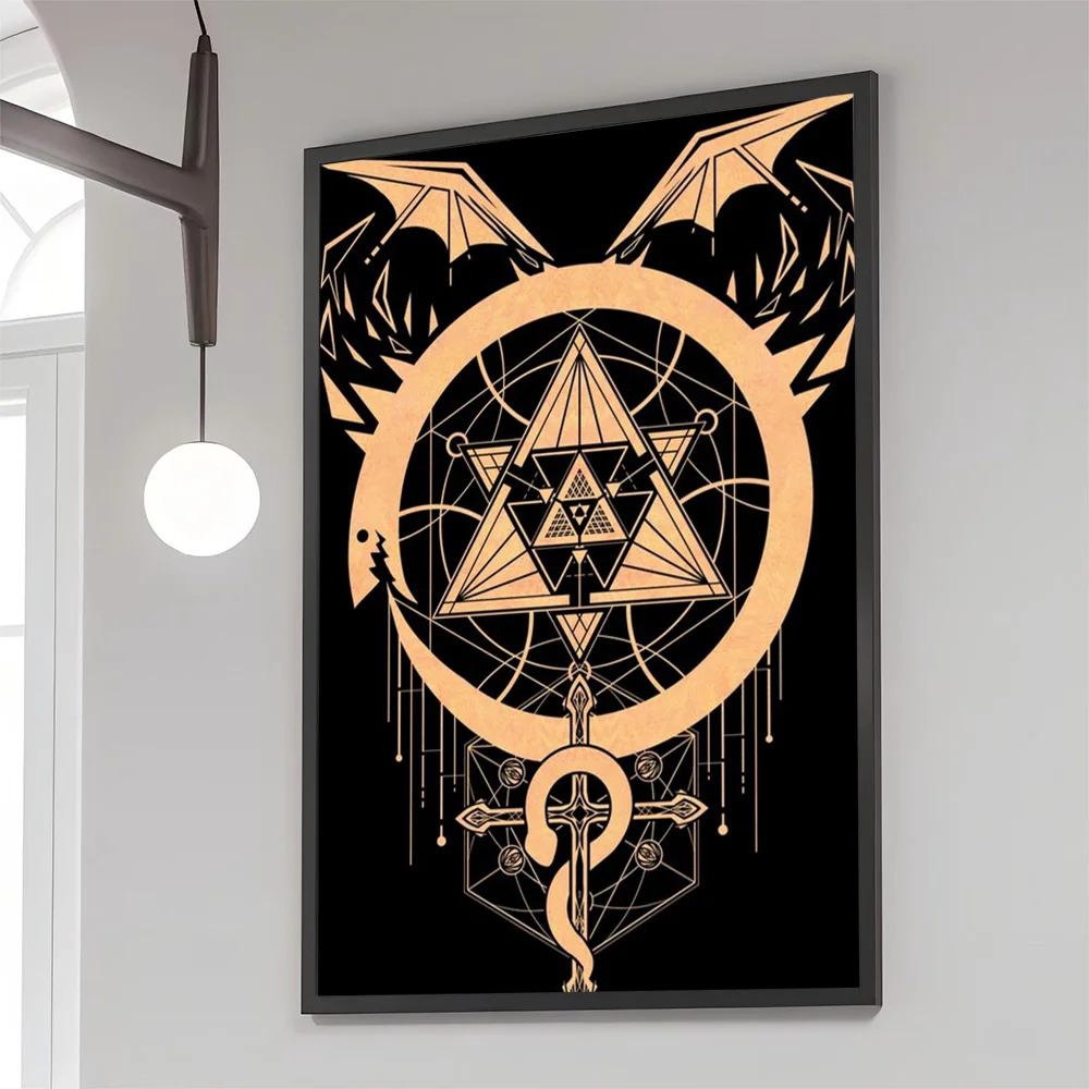 1PC Fullmetal Alchemist Poster Movie Sticky Posters Retro Kraft Paper Sticker DIY Room Bar Cafe Aesthetic Art Wall Painting